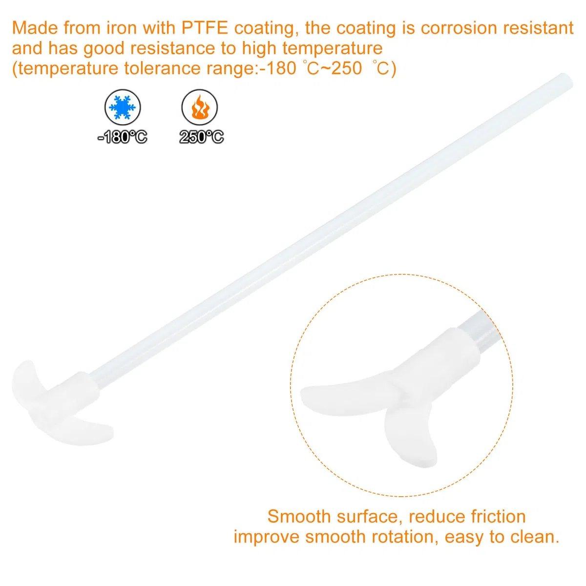 QUARKZMAN Asta di Miscelazione Elettrica in PTFE 250x55mm per Agitatore Elettrico con Pala Pieghevole per Laboratorio