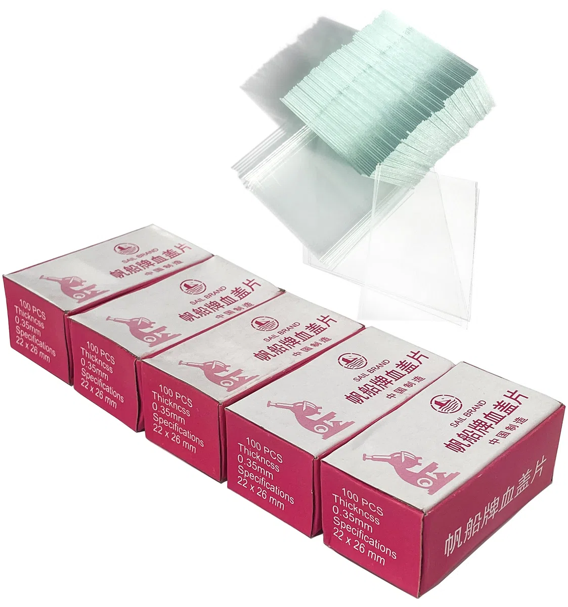 MUHWA Vetrini Coprioggetto per Emocitometro 26 x 22 mm, Spessore 0,35 mm, Confezione da 500 Pezzi, in Vetro, da Laboratorio