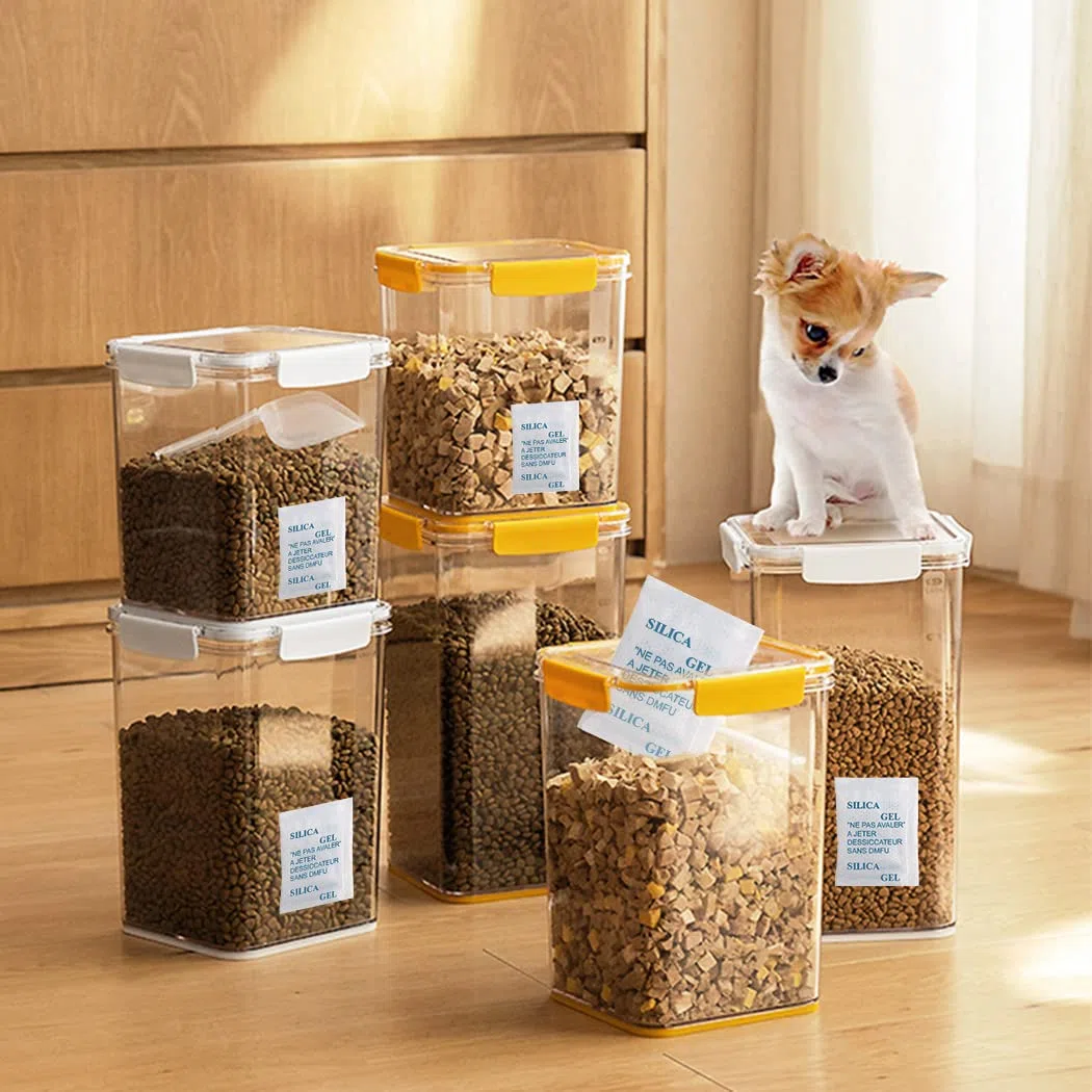 100 Pacchetti 2 Grammi Gel di Silice Bustina Essiccante Assorbi umidità Deumidificatore Resistente all'Olio per Alimenti