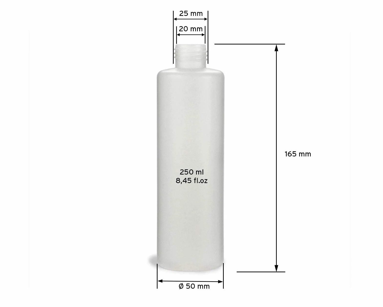 Octopus 10 x 250 ml bottiglie plastica tondo di HDPE con tappo copertina apribile nero