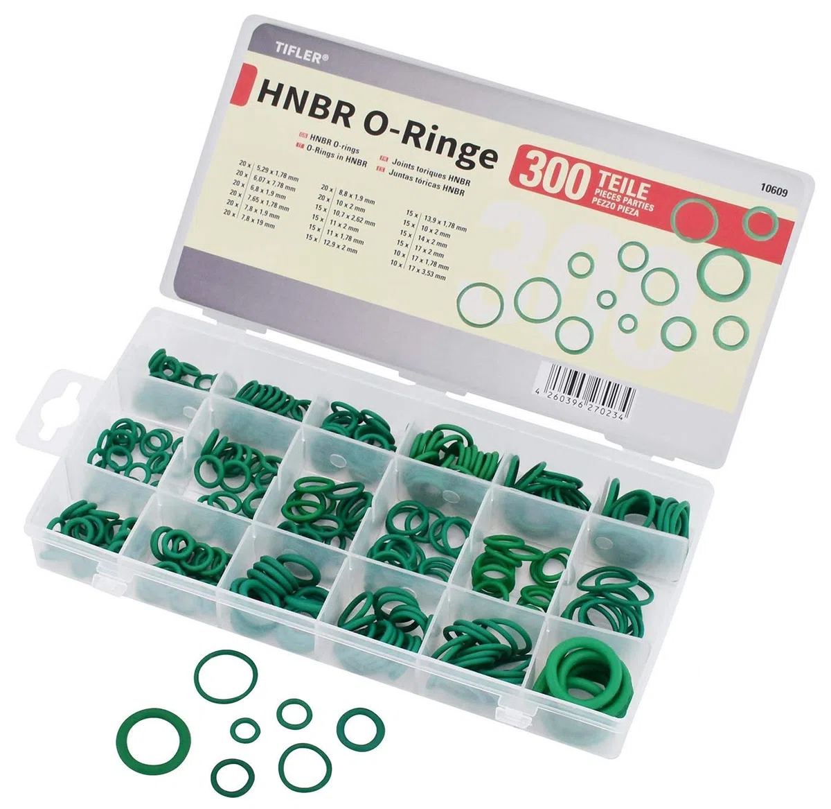 300 HNBR O-Ring assortiti di diverse misure, altezze e forze di tenuta