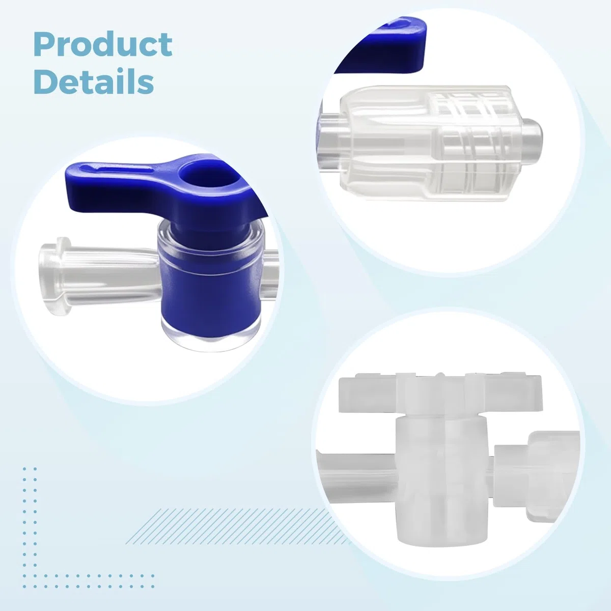Bosreroy 15 pezzi Luer Lock rubinetto di arresto bidirezionale, interruttore in plastica con maniglia blu e tappo di blocco per la stampa