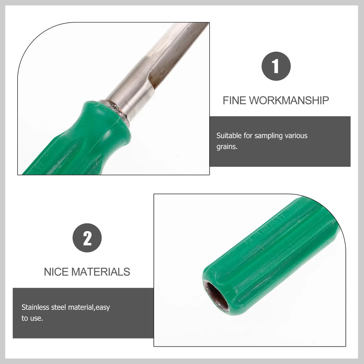 Ipetboom Campionatore di Cereali Resistente alla Deformazione in Acciaio Inossidabile Design Ergonomico Tubo per Prelievo Campioni di Grano e Terriccio, Strumento da Laboratorio