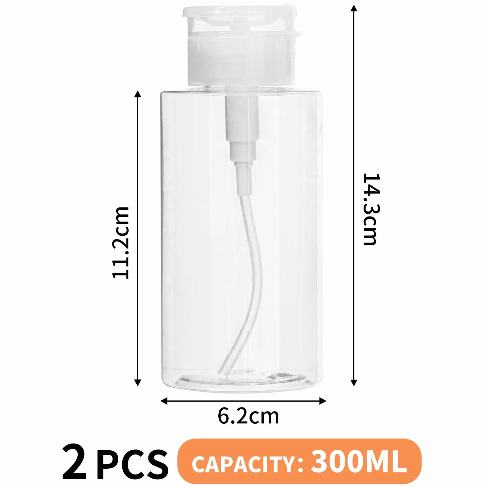 300 ml Dispenser per a Pompa,2 Pezzi Unghie Cleaner Plastica Della Pompa,Flaconi da Viaggio Contenitori,Riutilizzabili Dispenser a Pressione