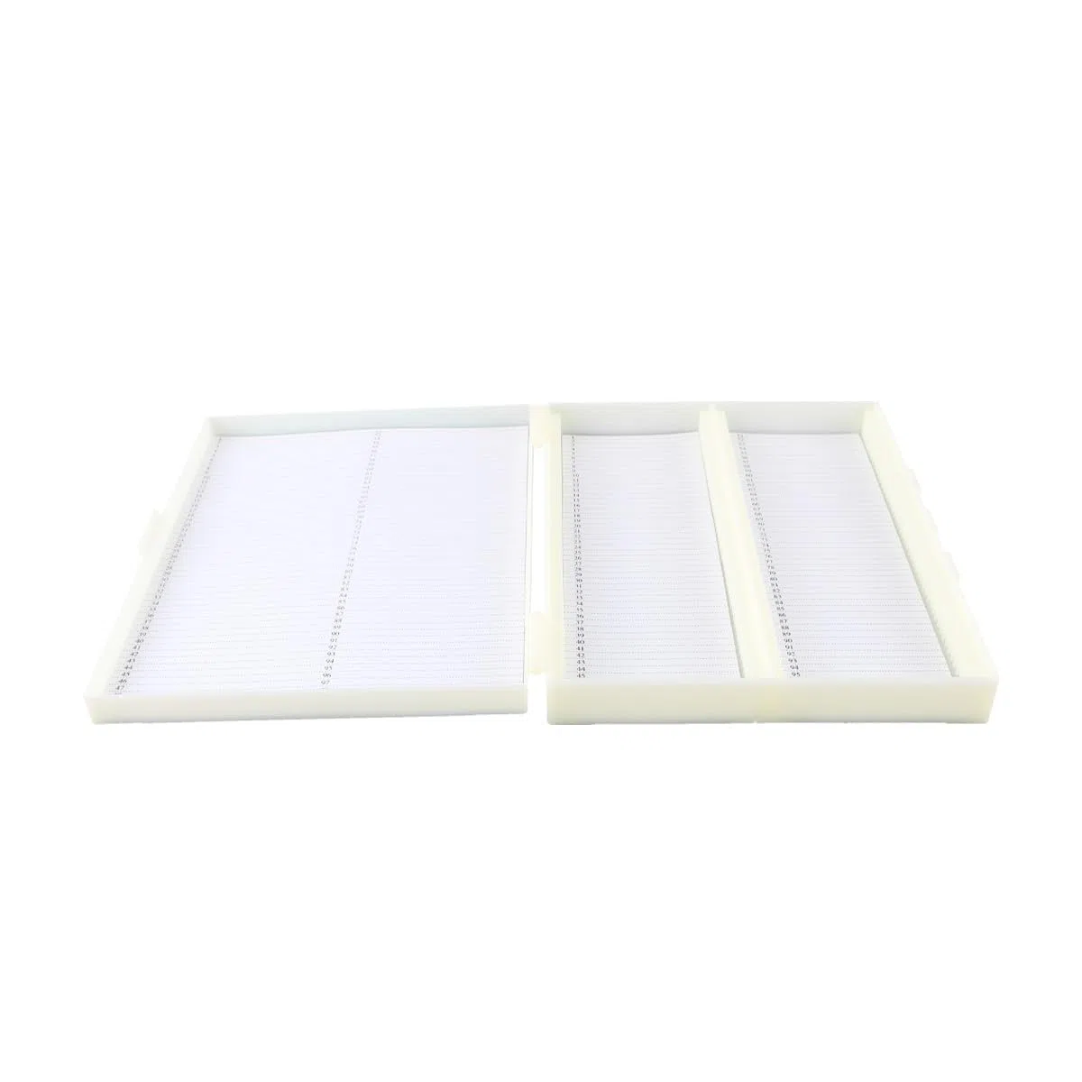 Supporto Rettangolare in plastica per 100 scatole per microslide Custodia di stoccaggio Durevole per vetrini da microscopio con Slot numerati e Tabella di inventario dei vetrini Blu