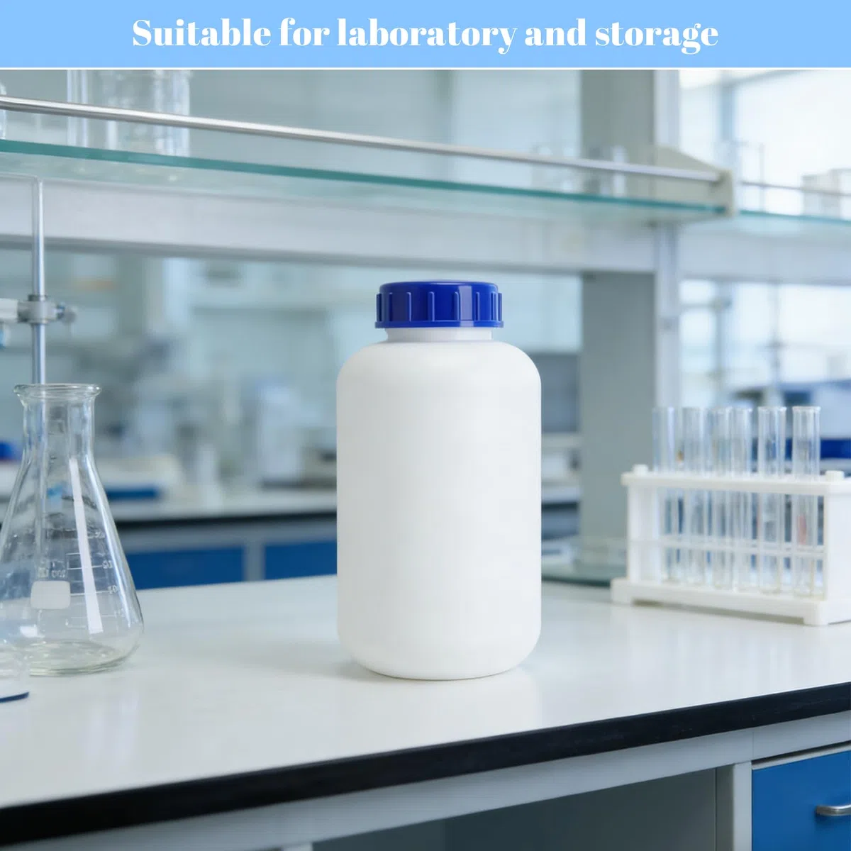 Bottiglia bocca larga 1L flacone laboratorio 1000ml flacone HDPE bottiglia plastica,set 2 pezzi bottiglia con tappo a vite ermetica alimentare con etichetta per cucina laboratorio officina stoccaggio