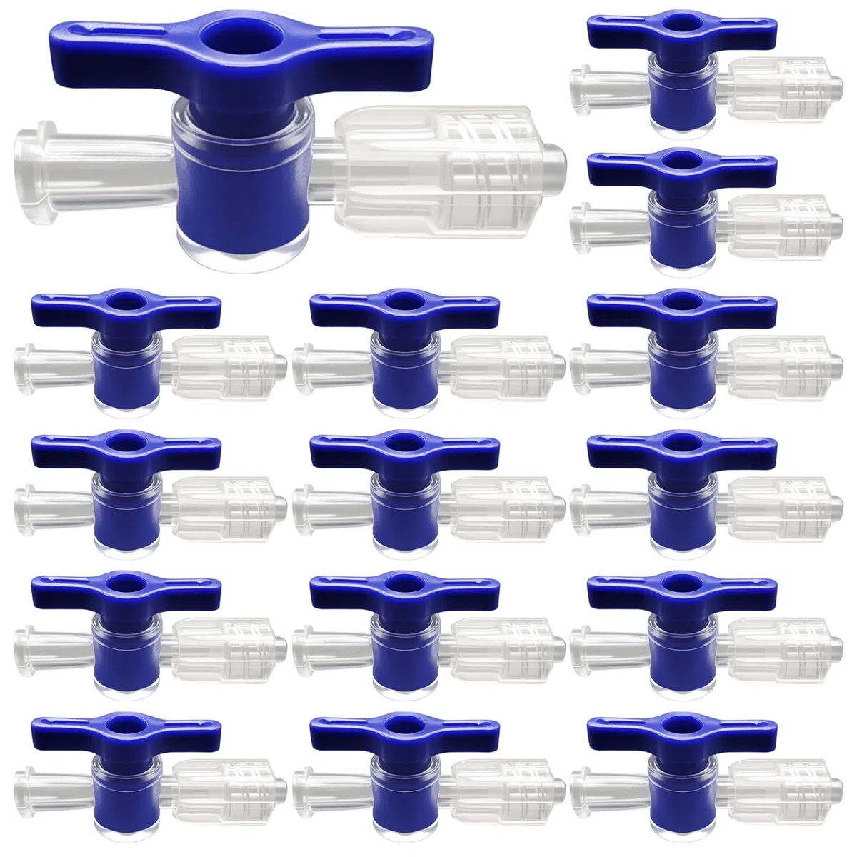 Bosreroy 15 pezzi Luer Lock rubinetto di arresto bidirezionale, interruttore in plastica con maniglia blu e tappo di blocco per la stampa