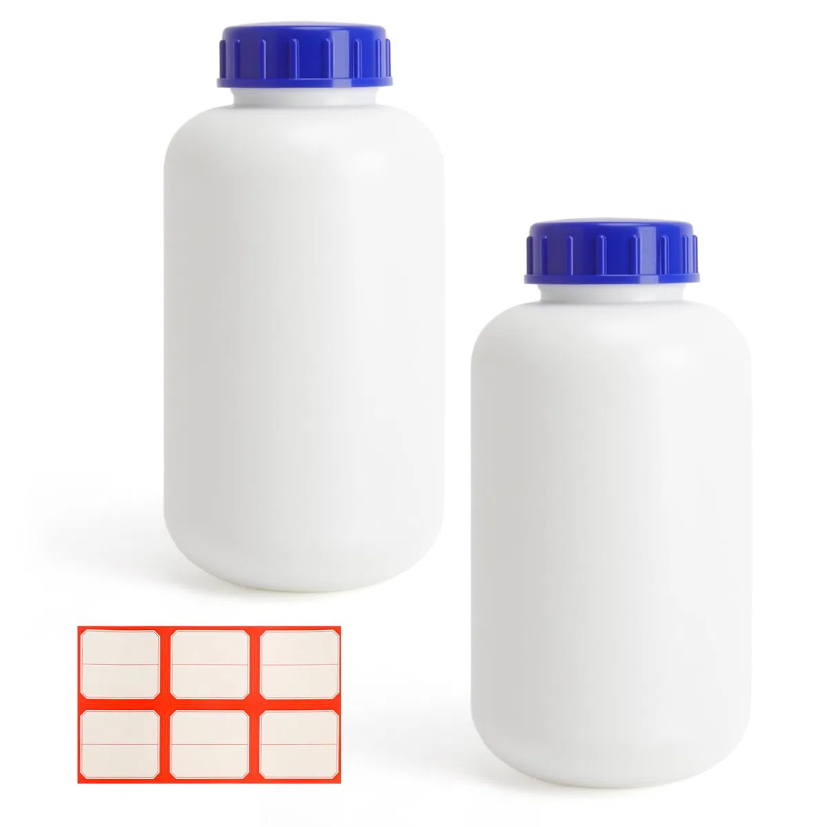 Bottiglia bocca larga 1L flacone laboratorio 1000ml flacone HDPE bottiglia plastica,set 2 pezzi bottiglia con tappo a vite ermetica alimentare con etichetta per cucina laboratorio officina stoccaggio