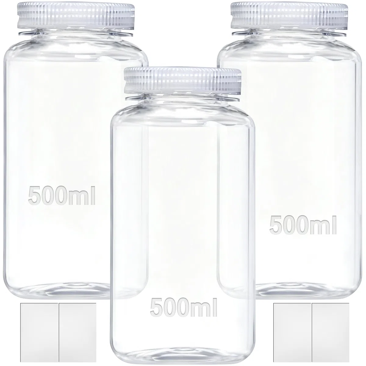 3 flaconi di reagenti da laboratorio da 500 ml, contenitore chimico di qualità da laboratorio, sigillato, a prova di perdite, trasparente, per campioni d'acqua
