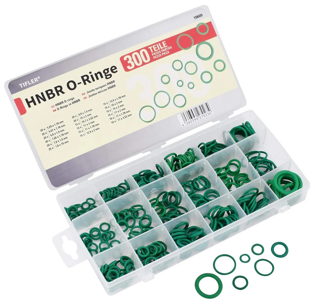 300 HNBR O-Ring assortiti di diverse misure, altezze e forze di tenuta