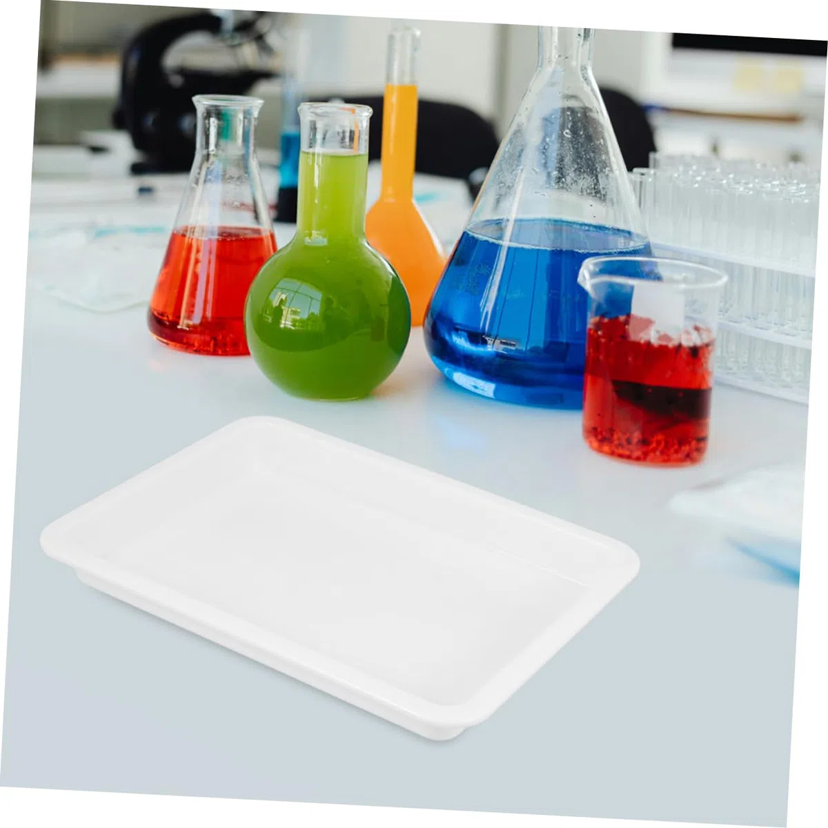 Alipis Vassoio da Laboratorio Confezione da 4 Pezzi in Bianco Resistente ad Acidi e Basi, Facile da Pulire e Contenimento Reagenti per Esperimenti Chimici