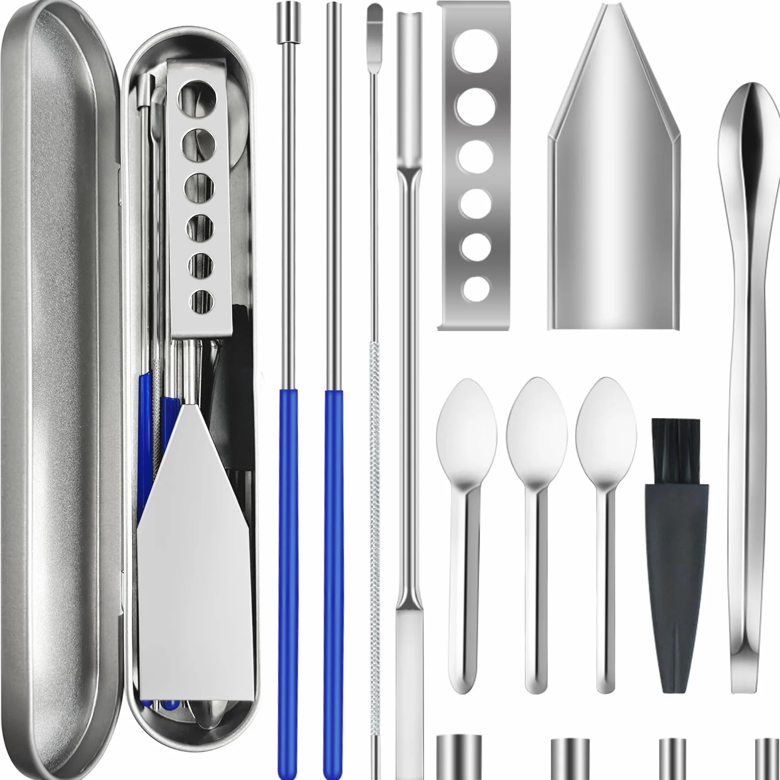 Artcome Set versatile di strumenti di riempimento per pillole, pala da laboratorio, padella, schiacciapane e porta capsule, strumento ideale per medicinali e integratori alimentari, tutte le