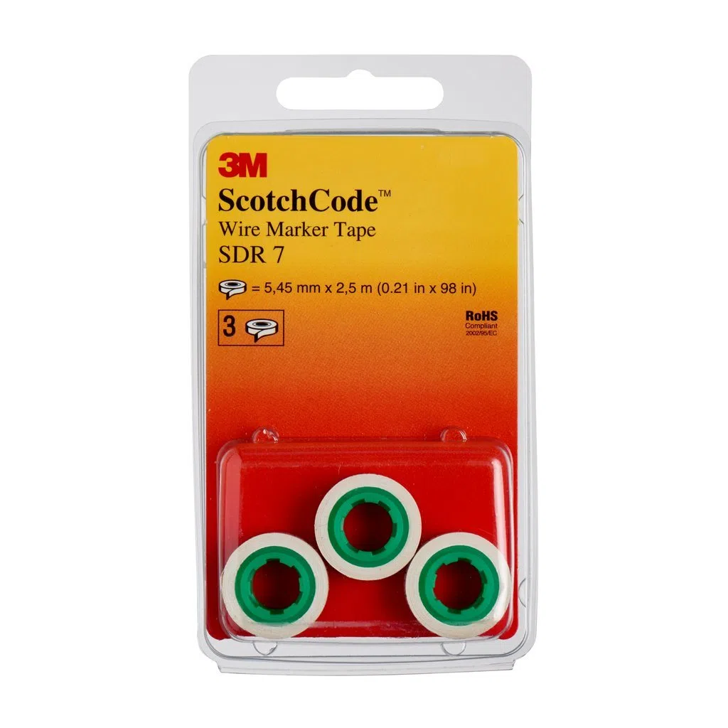 3M ScotchCode SDR-7 - Marcatori per cavi, rotolo di ricarica, numero 7, confezione da 3