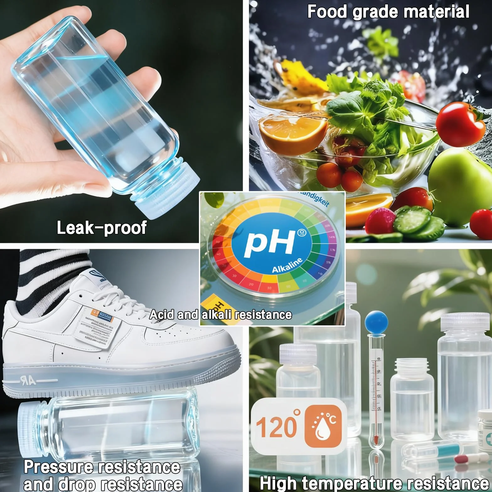 3 flaconi di reagenti da laboratorio da 500 ml, contenitore chimico di qualità da laboratorio, sigillato, a prova di perdite, trasparente, per campioni d'acqua