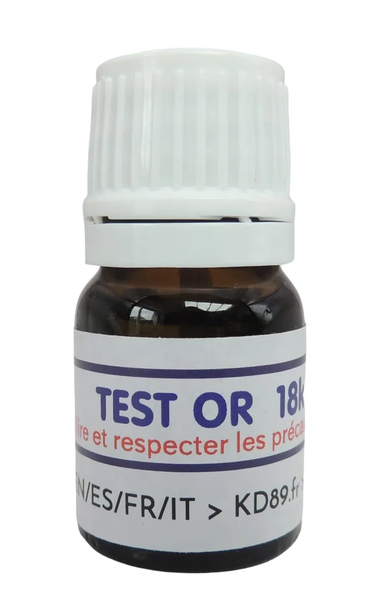 Test or - Flacone reagente pronto all'uso per oro 18 carati 750/1000 Codigoutte KD89, Vetro