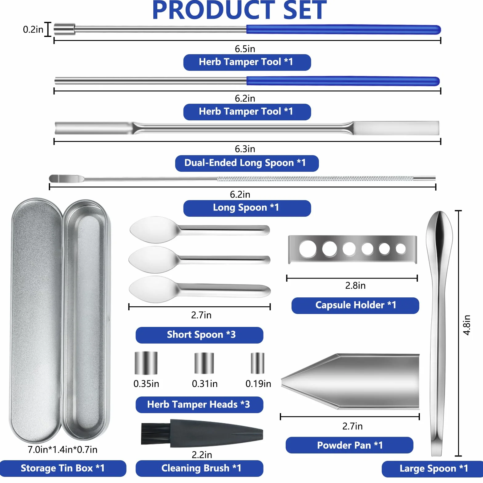 Artcome Set versatile di strumenti di riempimento per pillole, pala da laboratorio, padella, schiacciapane e porta capsule, strumento ideale per medicinali e integratori alimentari, tutte le