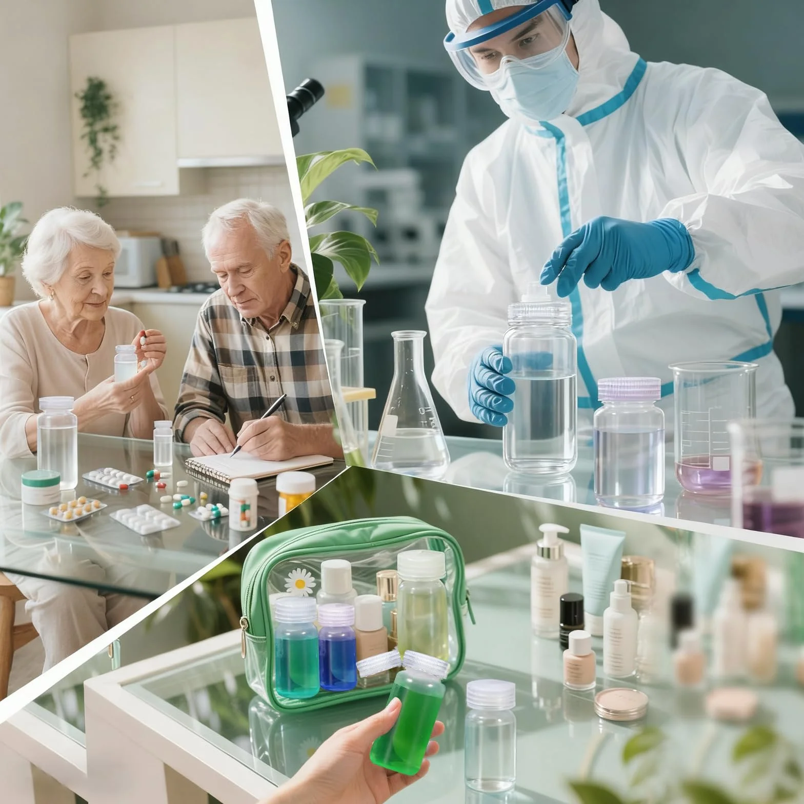 3 flaconi di reagenti da laboratorio da 500 ml, contenitore chimico di qualità da laboratorio, sigillato, a prova di perdite, trasparente, per campioni d'acqua